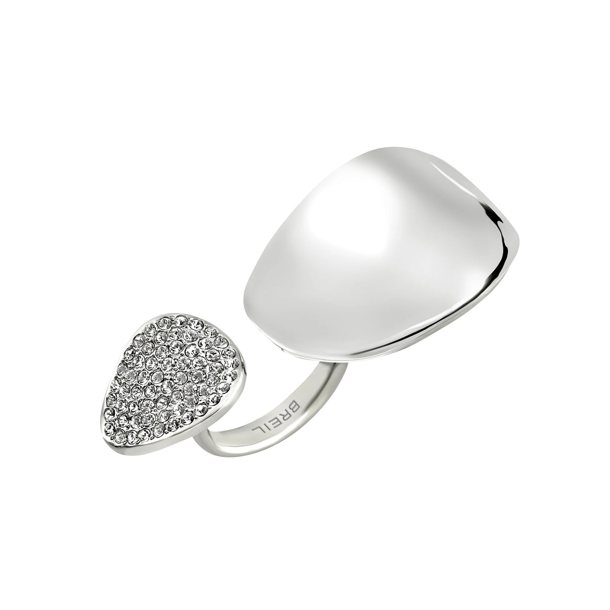 Anello In Acciaio Con Finitura Specchiata E Zirconi Bianchi Breil Donna "B Whisper Glow" TJ4204