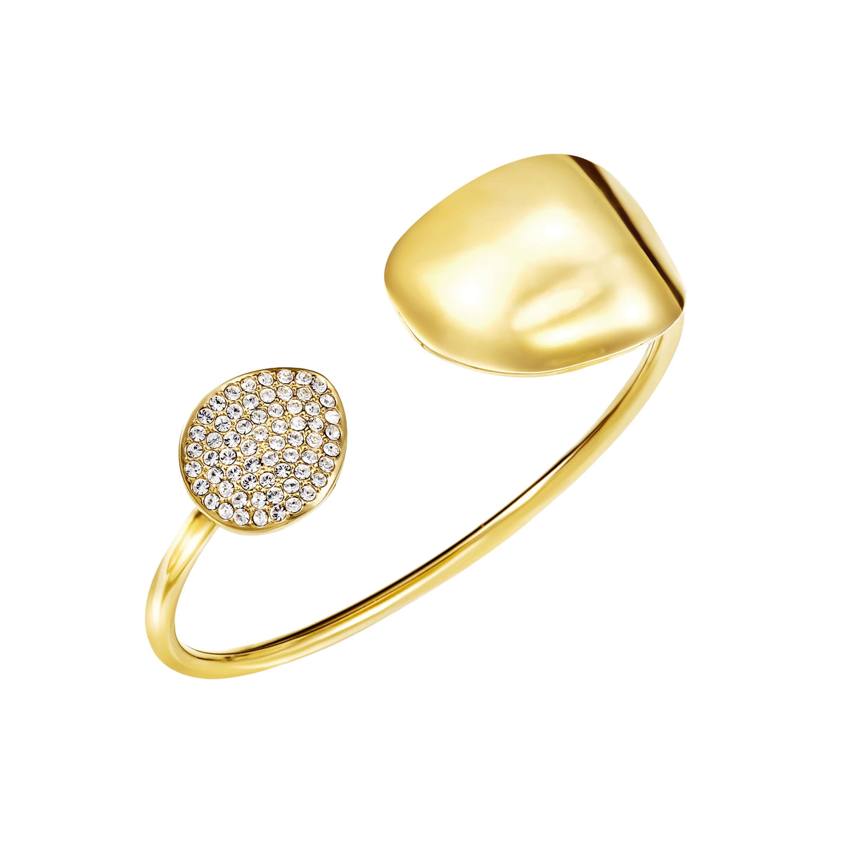 Bracciale Bangle In Acciaio Con Finitura PVD Oro Giallo 14K E Zirconi "B Wisper Glow" TJ4226