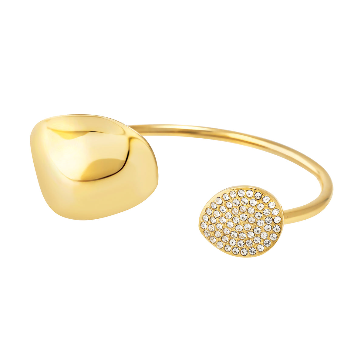 Bracciale Bangle In Acciaio Con Finitura PVD Oro Giallo 14K E Zirconi "B Wisper Glow" TJ4226