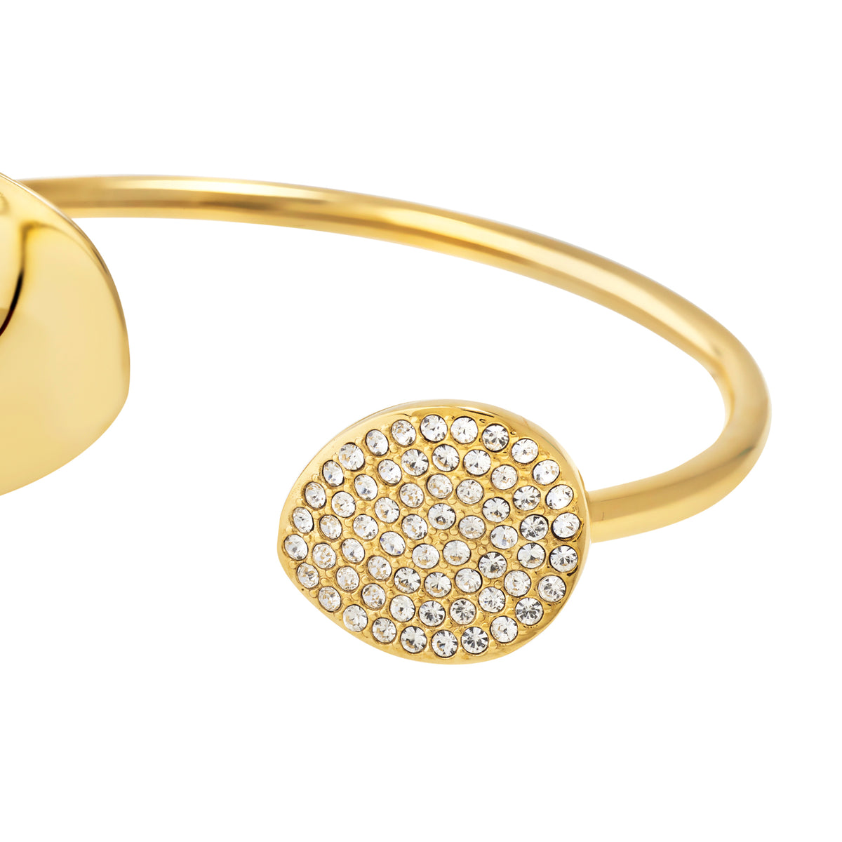 Bracciale Bangle In Acciaio Con Finitura PVD Oro Giallo 14K E Zirconi "B Wisper Glow" TJ4226
