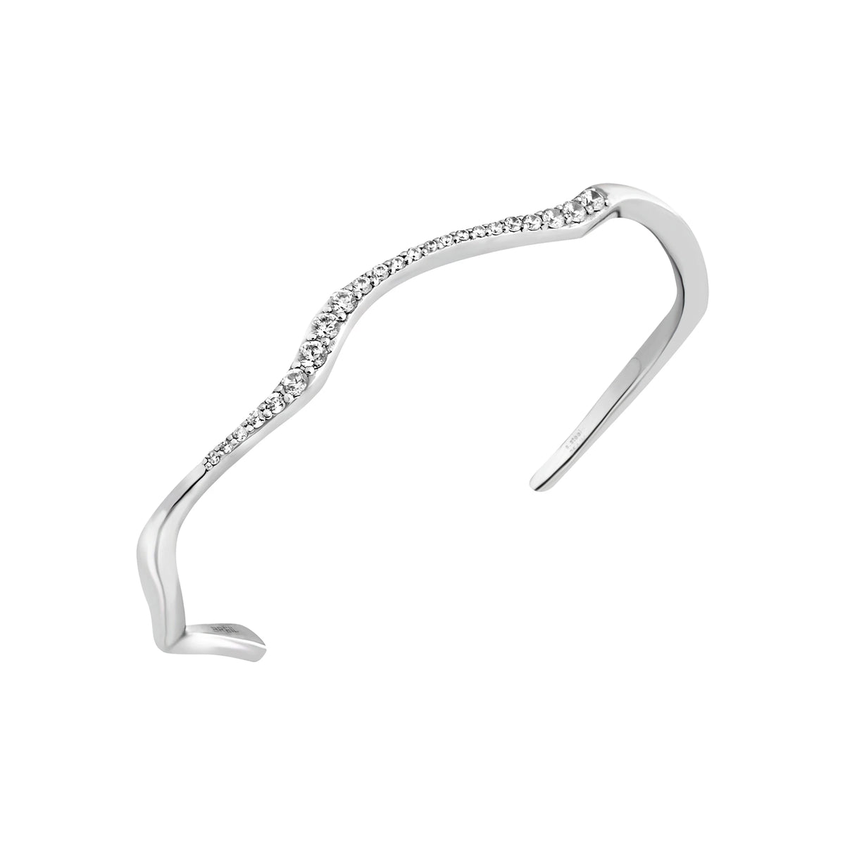 Bracciale Bangle In Acciaio Lucido E Zirconi Breil Donna "Zig Zag" TJ3907