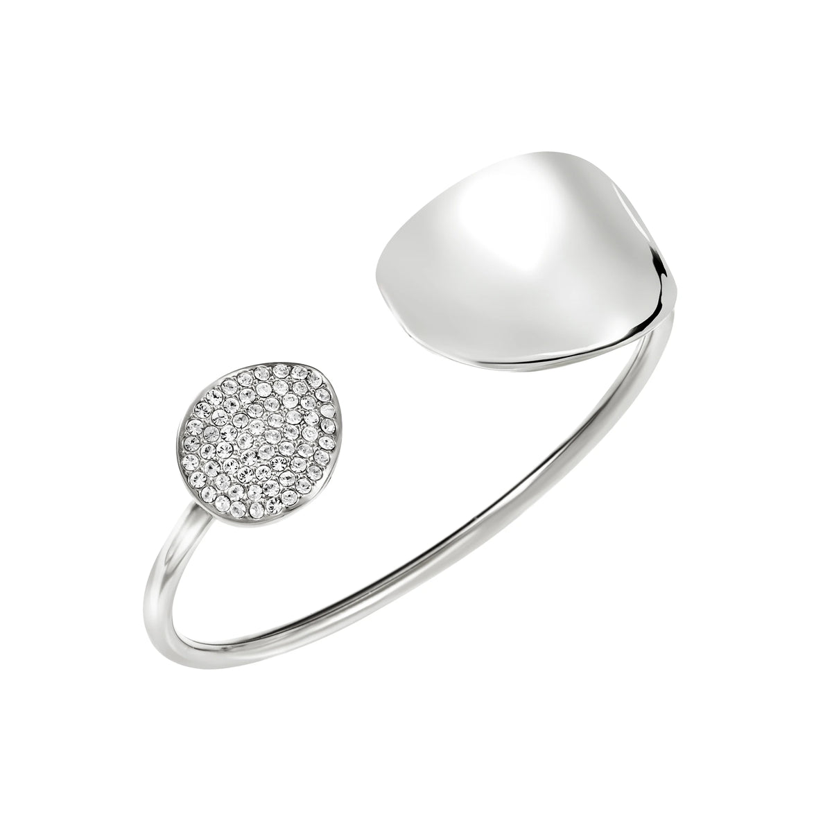 Bracciale Bangle In Acciaio Spazzolato Lucido E Zirconi Bianchi Breil Donna "B Wisper Glow" TJ4224