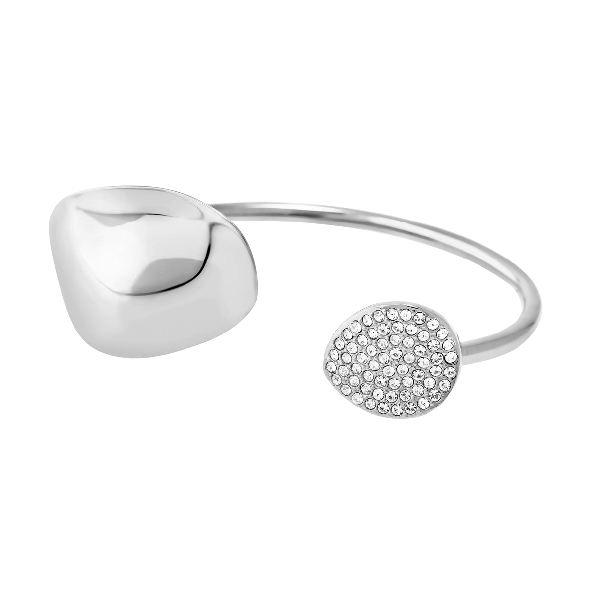 Bracciale Bangle In Acciaio Spazzolato Lucido E Zirconi Bianchi Breil Donna "B Wisper Glow" TJ4224