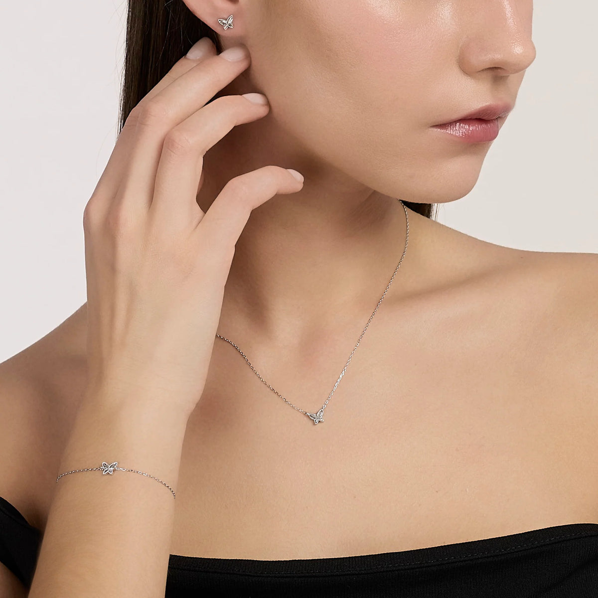 Bracciale Con Farfalla In Argento E Zirconi Bianchi Bambina Mabina Junior "Voilà" 534167