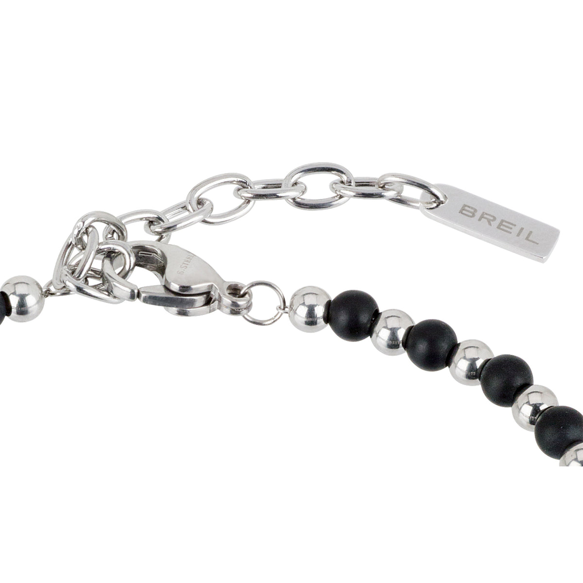 Bracciale Con Sfere In Acciaio e Sfere In Onice Nero Con Timone Breil Uomo "Black Onyx" TJ2408