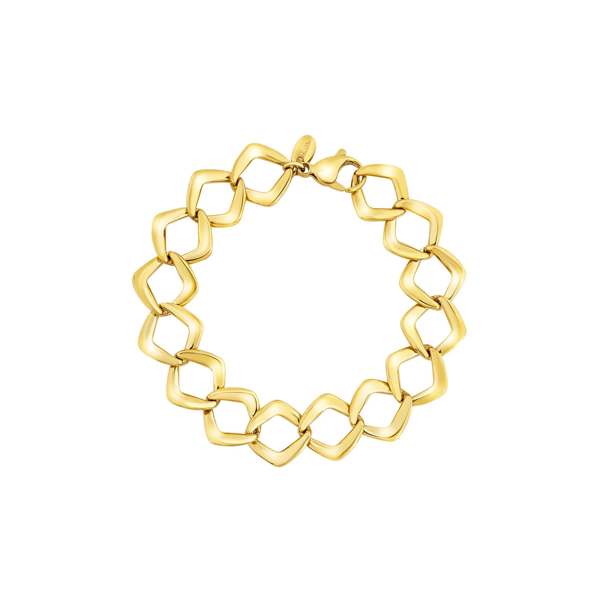 Bracciale In Acciaio Con Catena A Rombo Con Finitura Oro 14K "Elongè" TJ4103