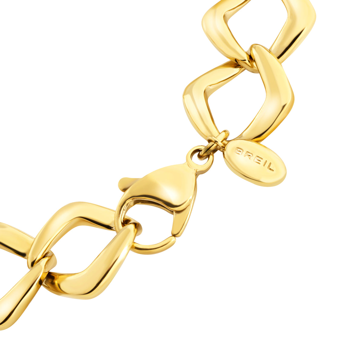 Bracciale In Acciaio Con Catena A Rombo Con Finitura Oro 14K "Elongè" TJ4103