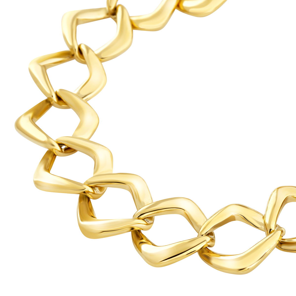 Bracciale In Acciaio Con Catena A Rombo Con Finitura Oro 14K "Elongè" TJ4103