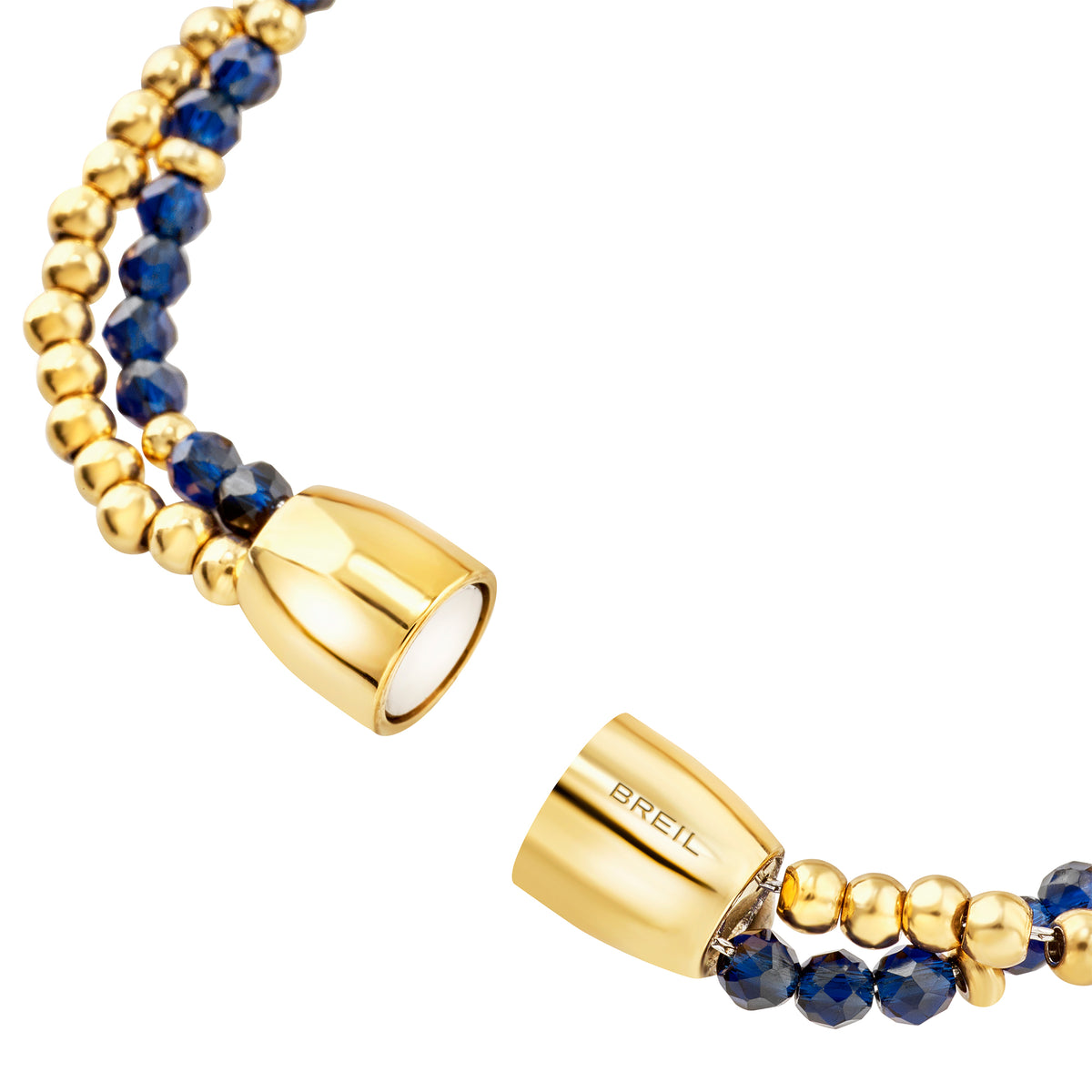 Bracciale In Acciaio Con Finitura Oro 14K Cristalli Blu E Perle Breil Donna "Magnetica System" TJ4222