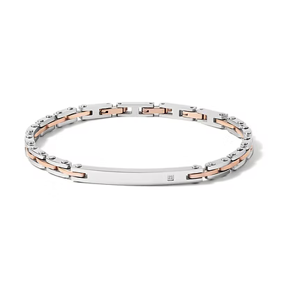 Bracciale In Acciaio PVD Rosè E Zircone Bianco Uomo Comete Gioielli "Basic" UBR 1081