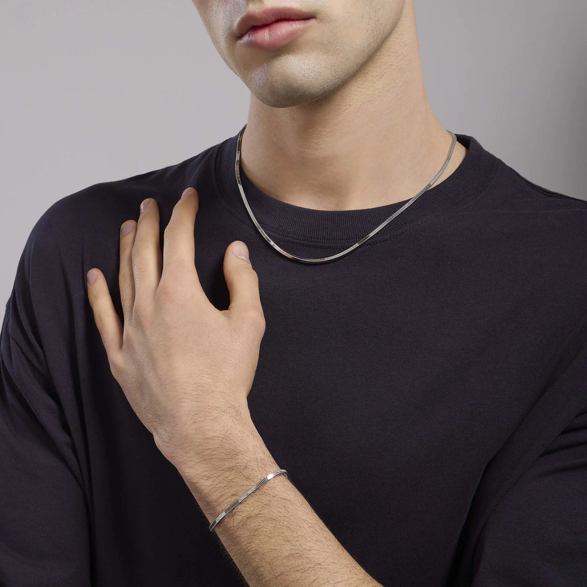 Bracciale In Argento Con Catena Snake Mabina Uomo "Daily"  534007