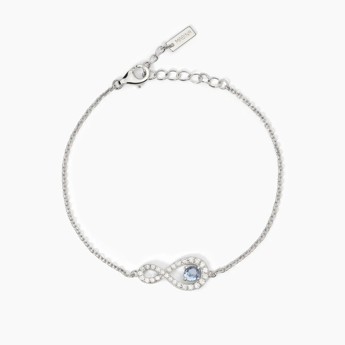 Bracciale In Argento Con Infinito In Zirconi E Acquamarina Sintetica Mabina Donna "Endless" 533828