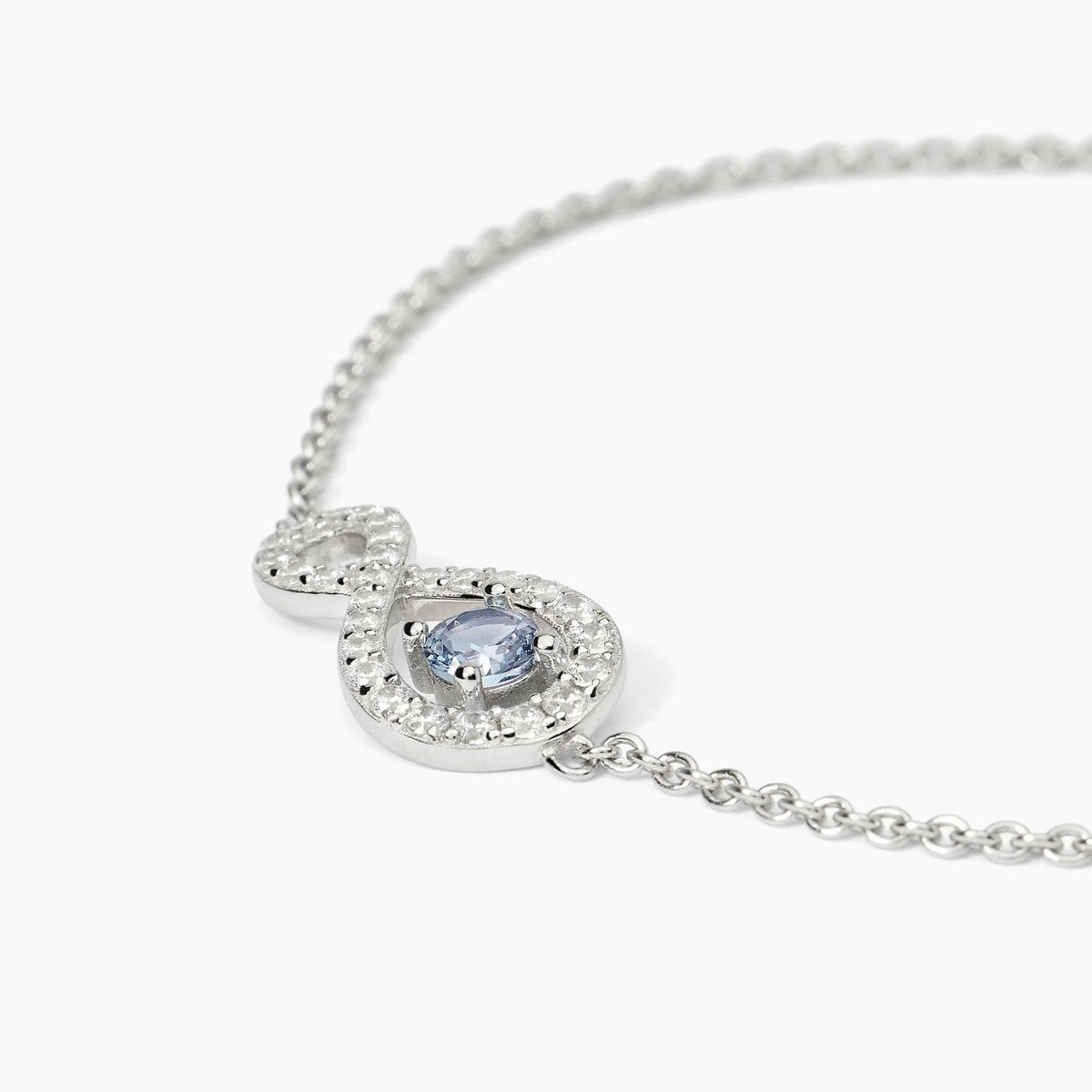 Bracciale In Argento Con Infinito In Zirconi E Acquamarina Sintetica Mabina Donna "Endless" 533828