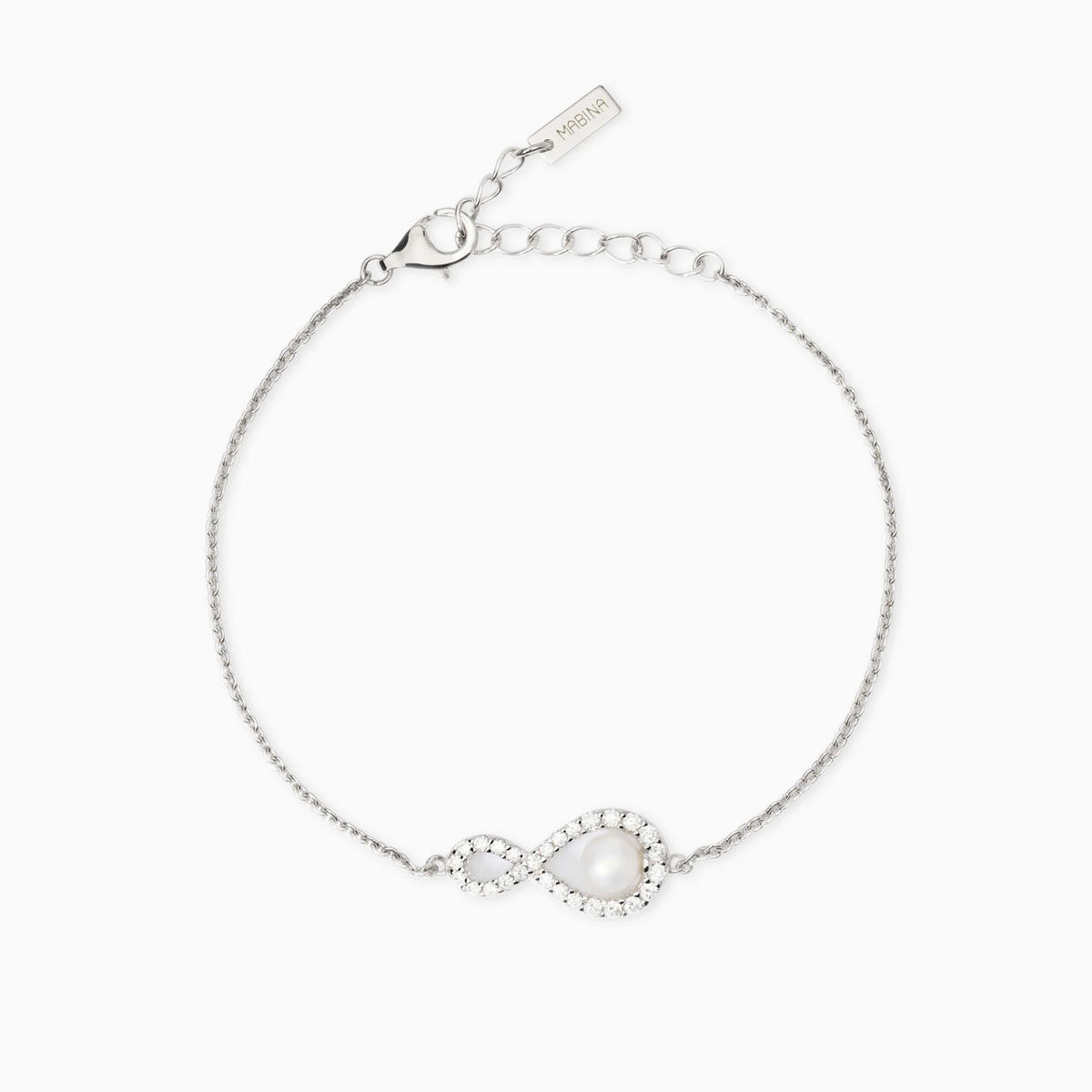 Bracciale In Argento Con Infinito Perla E Zirconi Mabina Donna "Endless" 534053