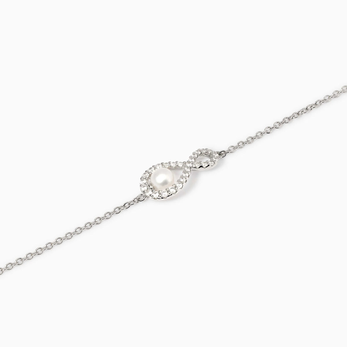 Bracciale In Argento Con Infinito Perla E Zirconi Mabina Donna "Endless" 534053