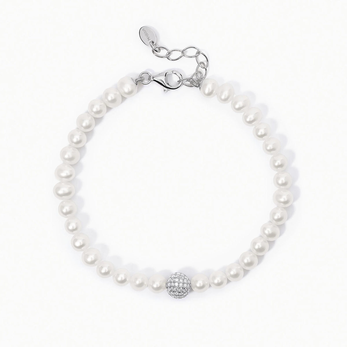 Bracciale In Argento Con Perle Coltivate E Sfera In Zirconi Mabina Donna "Mamma Mia" 533297