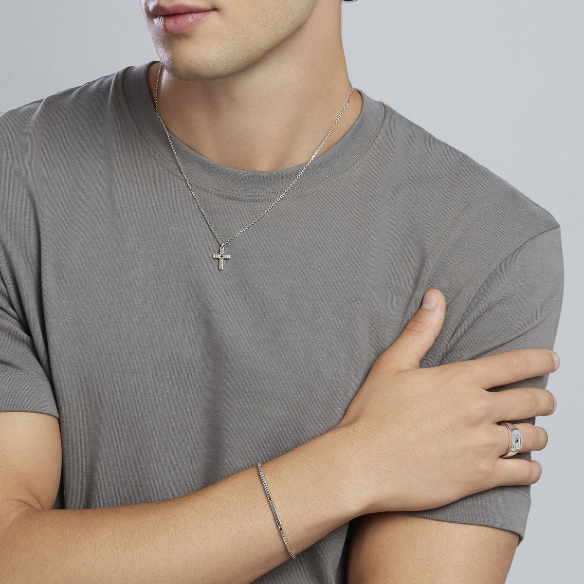 Bracciale In Argento Con Piastra Mabina Uomo "Geometrico" 534086