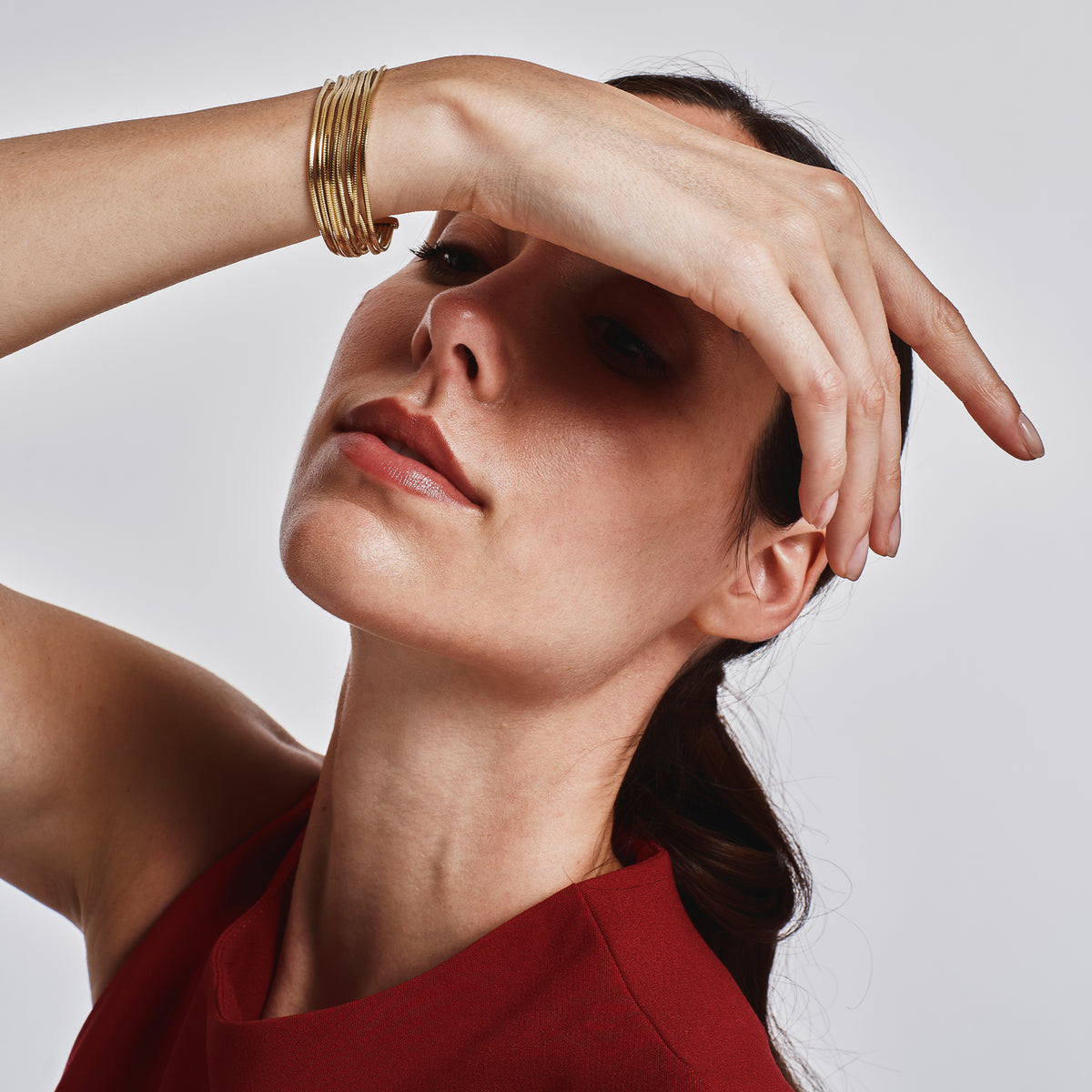 Bracciale Multi-Chain Con Catena Snake Con Finitura PVD Oro 14K Breil Donna "Falling Star" TJ4232