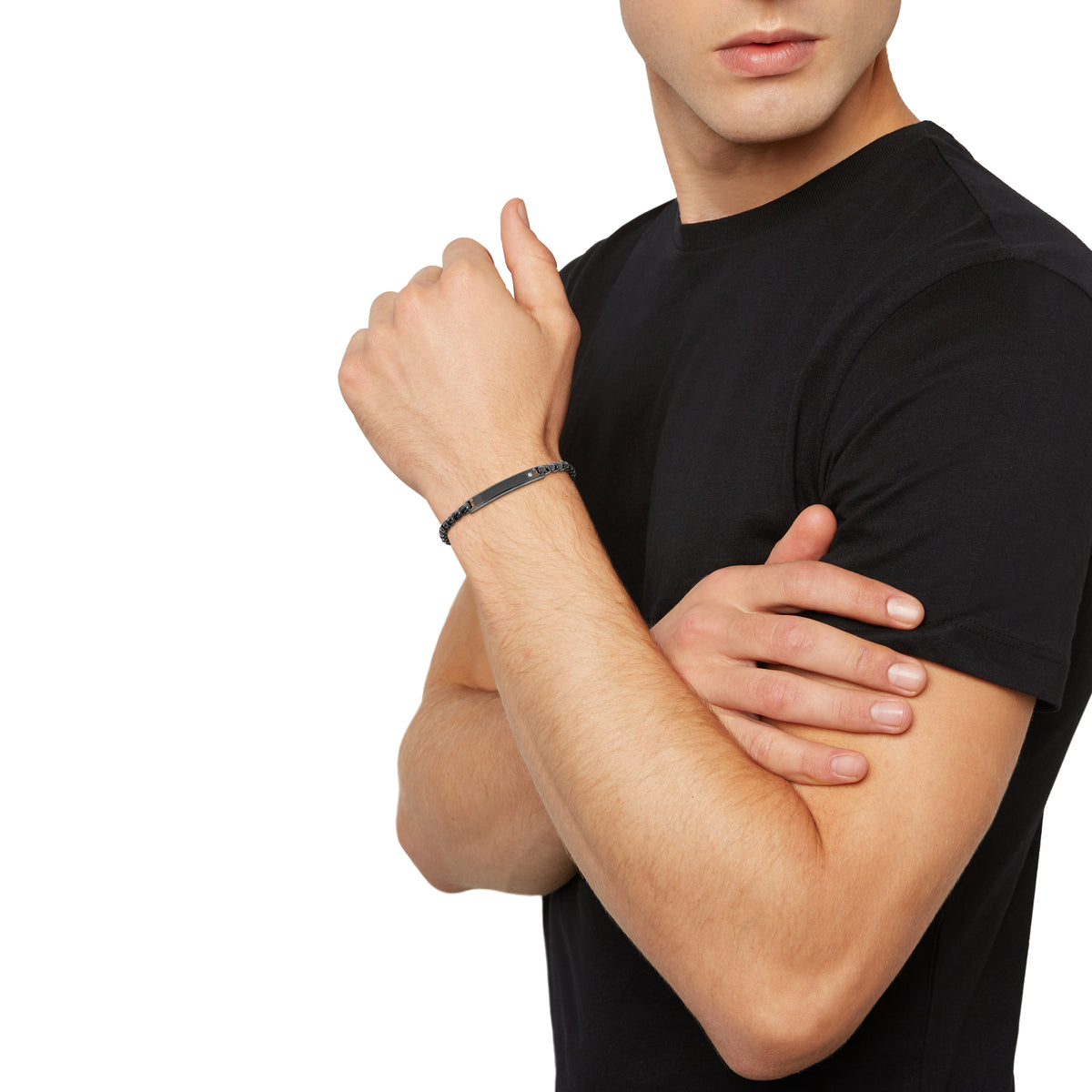 Bracciale Targa In Acciaio Breil Uomo "Tag And Cross" TJ3223