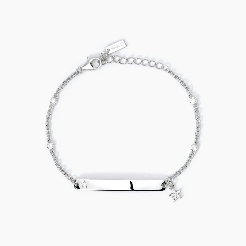 Bracciale Targa In Argento Personalizzabile Con Zirconi Mabina Donna "Solo Tuo" 533641