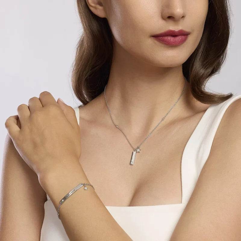 Bracciale Targa In Argento Personalizzabile Con Zirconi Mabina Donna "Solo Tuo" 533641