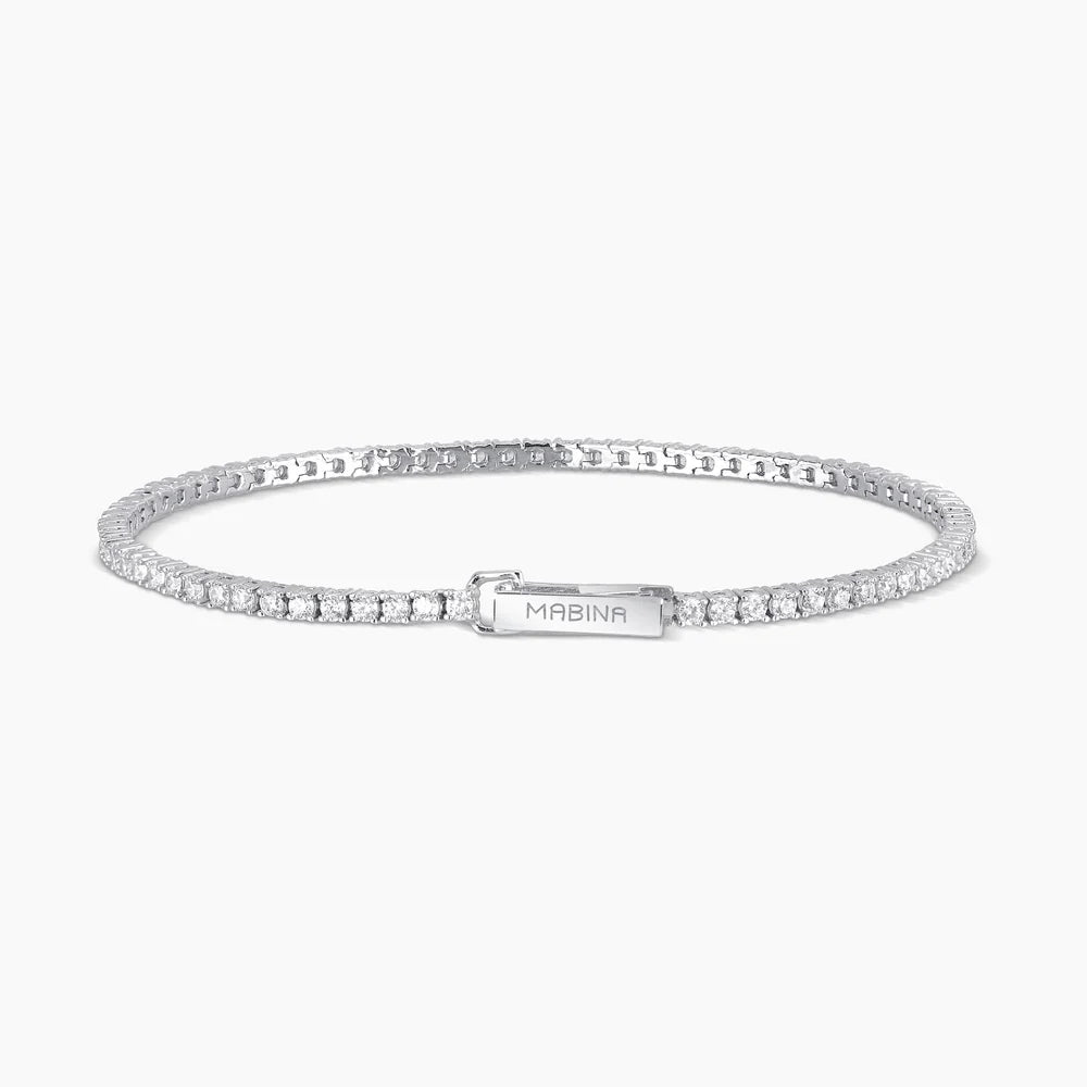 Bracciale Tennis Con Zirconi Bianchi Uomo Donna Mabina "Tennis Club" 533355-M