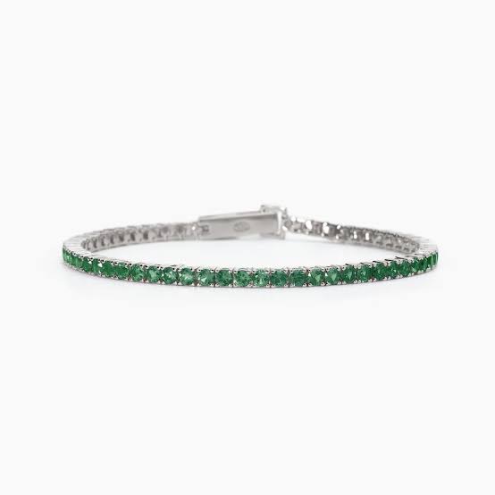 Bracciale Tennis In Argento Con Smeraldi Sintetici Mabina Donna "Tennis Club" 533668-M