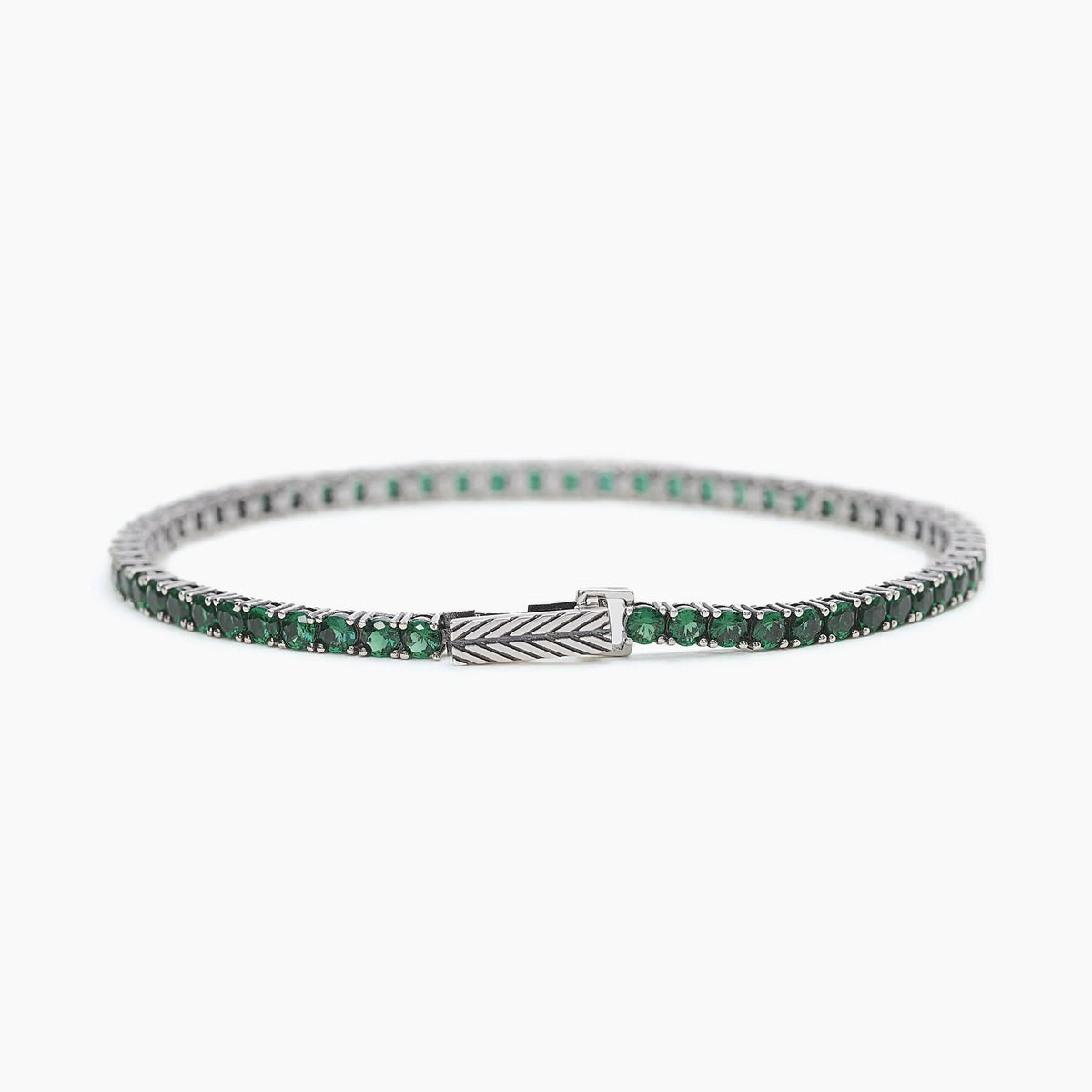 Bracciale Tennis In Argento Con Smeraldi Sintetici Mabina Uomo "Tennis Club" 533579-S