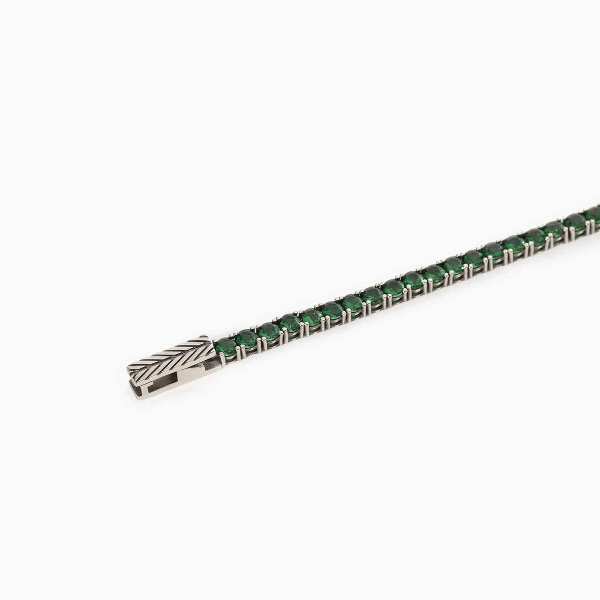 Bracciale Tennis In Argento Con Smeraldi Sintetici Mabina Uomo "Tennis Club" 533579-S