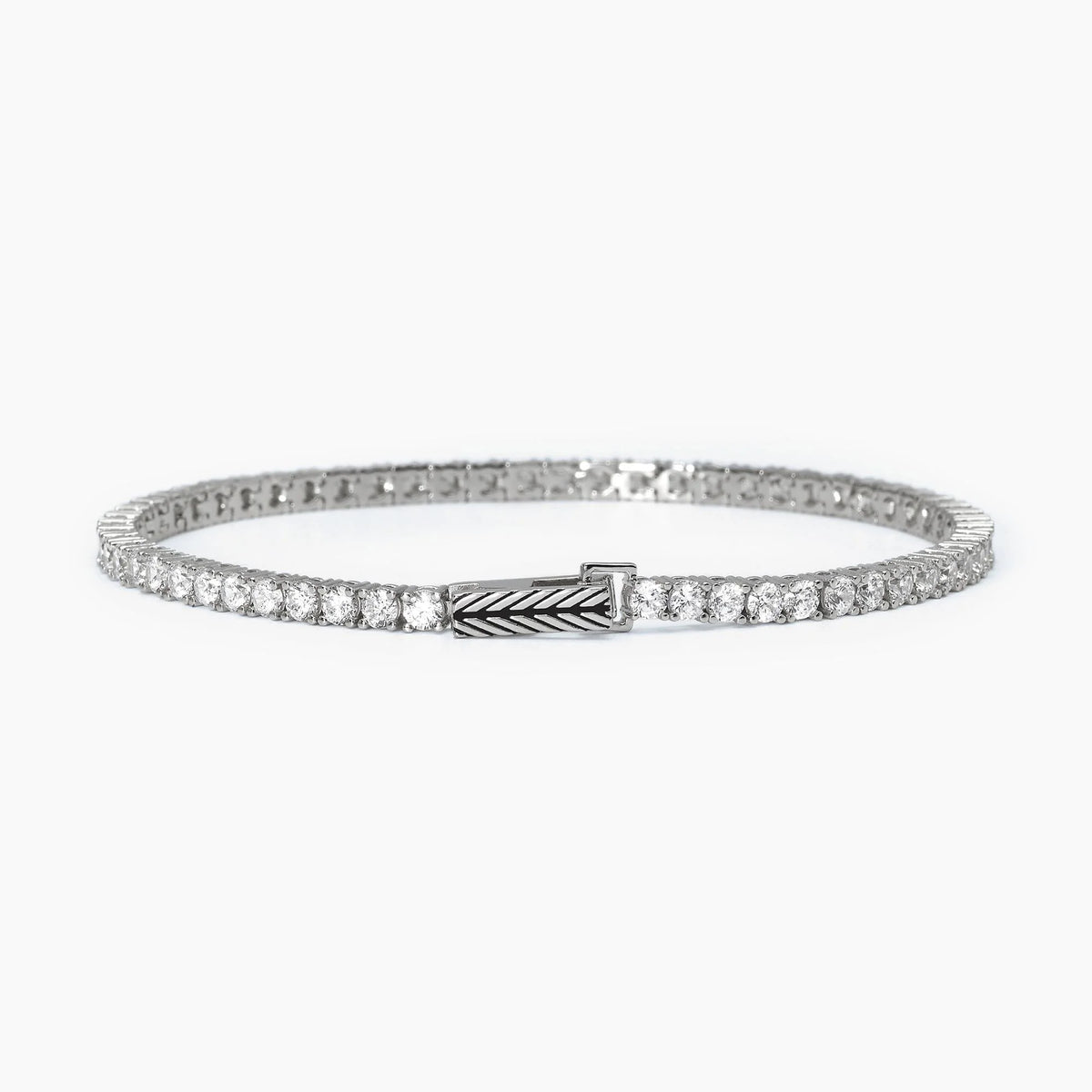 Bracciale Tennis In Argento Con Zirconi Bianchi Uomo Donna Mabina "Tennis Club" 533695-S