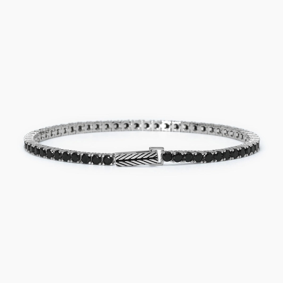 Bracciale Tennis In Argento Con Zirconi Neri Mabina Uomo "Tennis Club" 533694-S