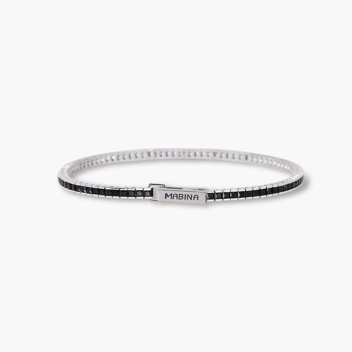 Bracciale Tennis In Argento Con Zirconi Neri Mabina Uomo "Tennis Club" 533976-19