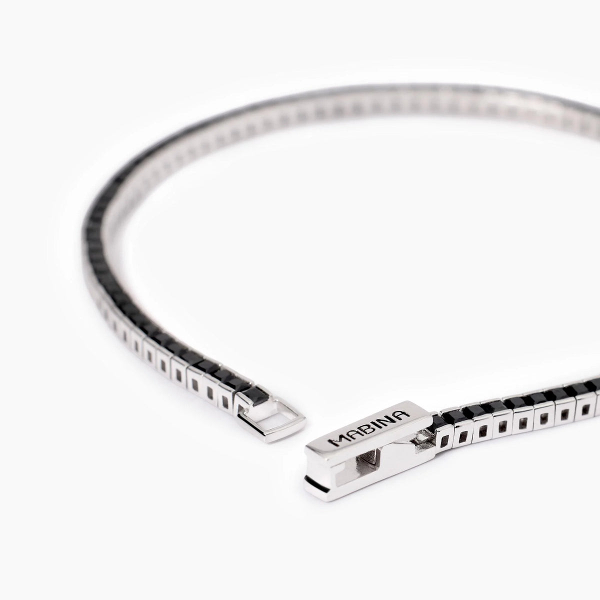 Bracciale Tennis In Argento Con Zirconi Neri Mabina Uomo "Tennis Club" 533976-19