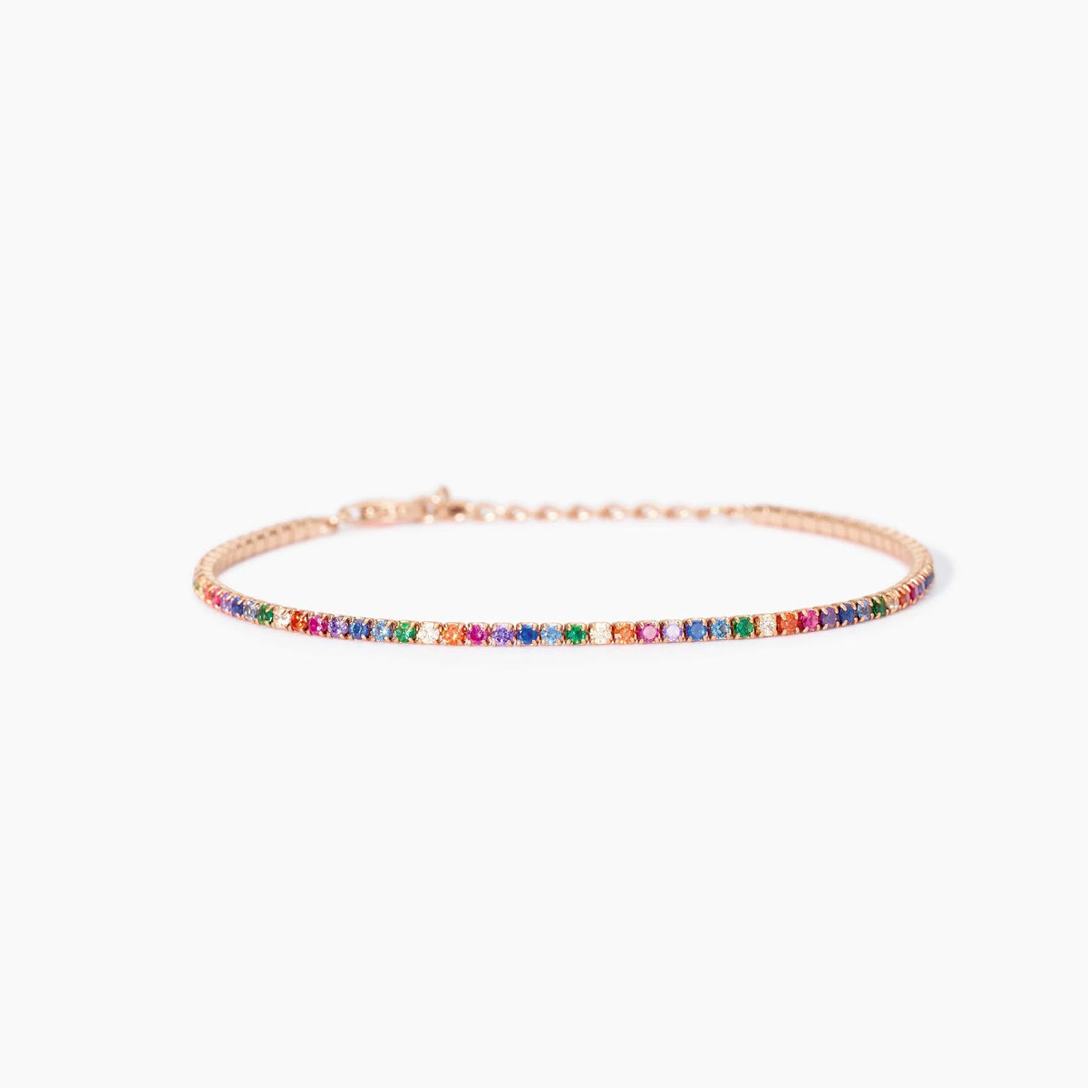 Bracciale Tennis In Argento Placcato In Oro Rosa Con Zirconi Multicolor Mabina Donna "Mini Tennis" 533962