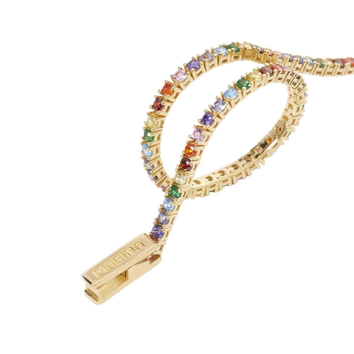 Bracciale Tennis In Argento Placcato Oro Giallo Con Zirconi Multicolor Donna Mabina "Tennis Club" 533556-M