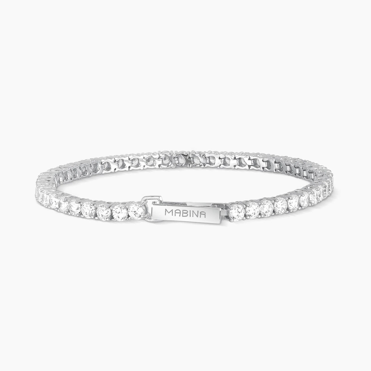 Bracciale Tennis In Argento Uomo Donna Con Zirconi Bianchi Mabina "Tennis Club" 533019-M