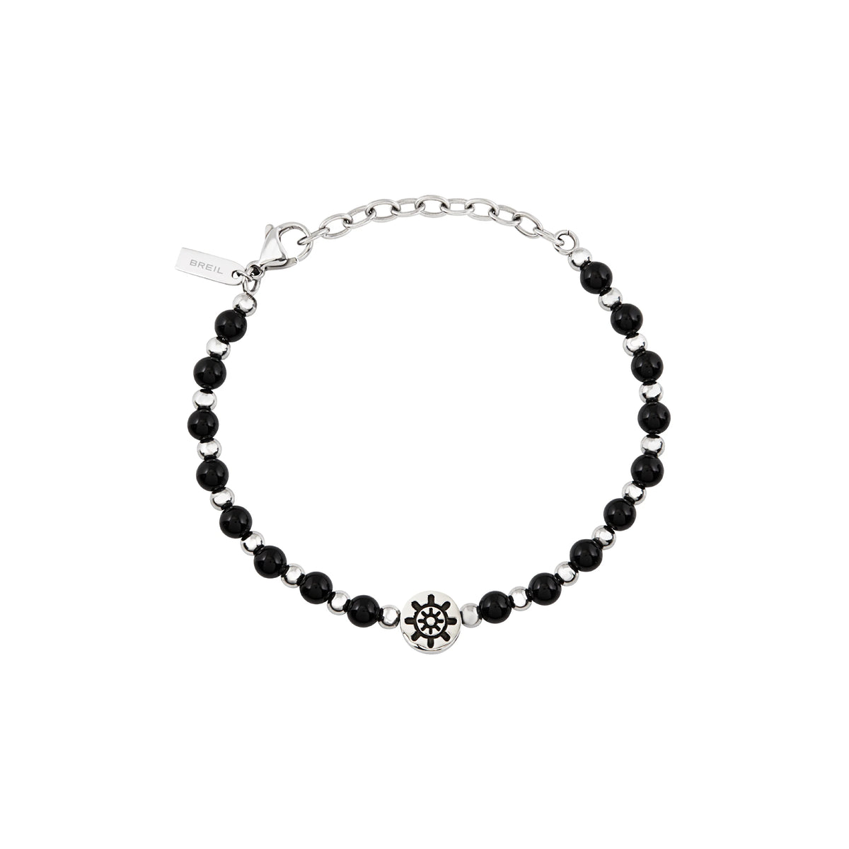 Bracciale In Acciaio E Onice Nero Con Timone Breil Uomo "Soundwave" TJ3590