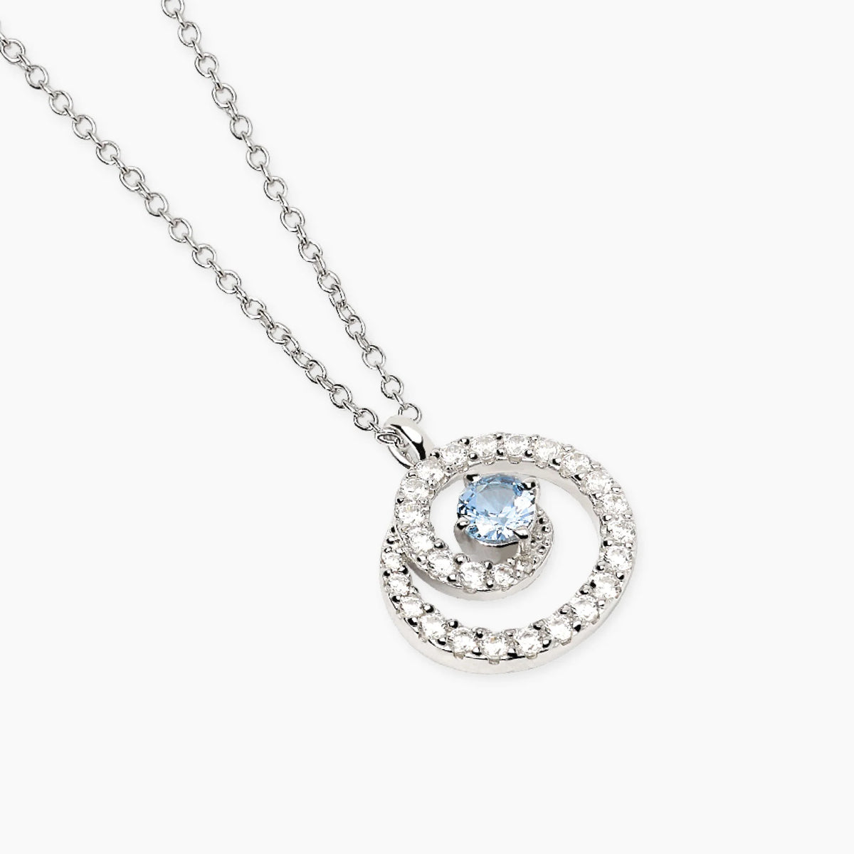 Collana A Spirale In Argento Con Acquamarina Sintetica E Zirconi Mabina Donna "Sogni D'Oro" 553861