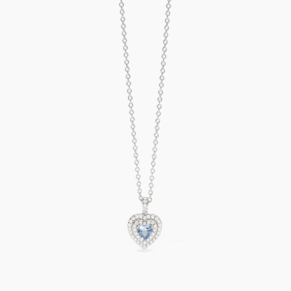 Collana Con Cuore In Argento Acquamarina Sintetica E Zirconi Mabina Donna "Vittoria" 553824