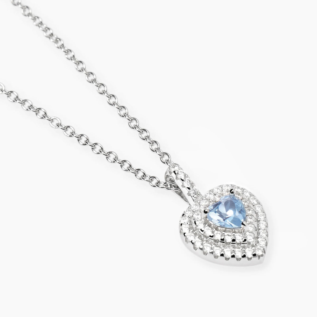 Collana Con Cuore In Argento Acquamarina Sintetica E Zirconi Mabina Donna "Vittoria" 553824