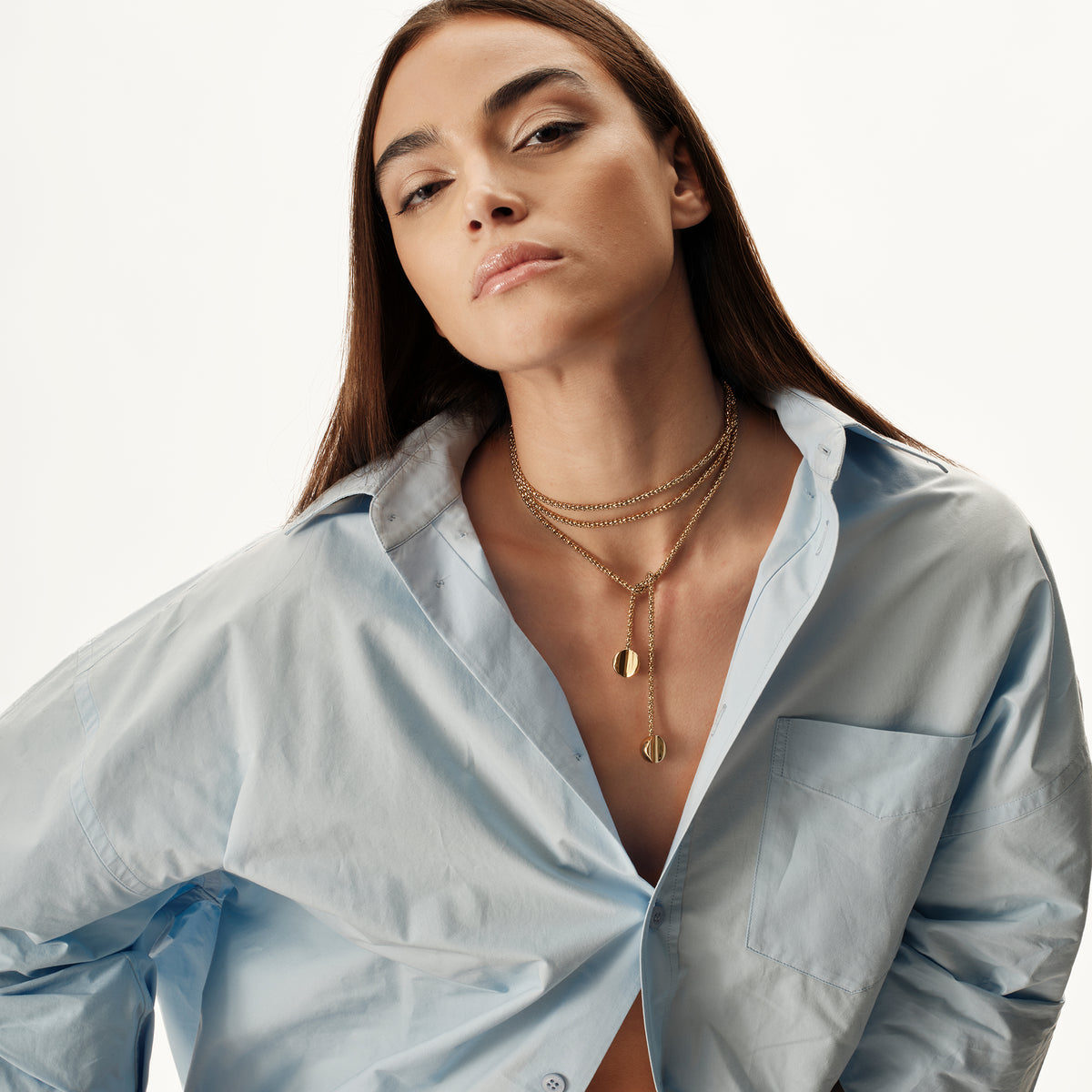 Collana In Acciaio A Sciarpa Con Finitura Ip Oro Breil Donna "Globe" TJ4065