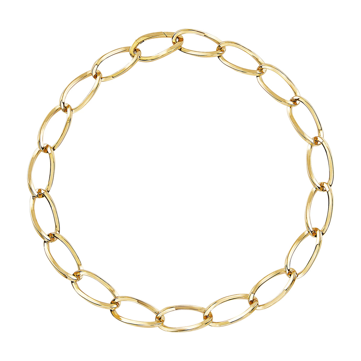 Collana In Acciaio Con Catena A Maglie Ovali Con Finitura In Oro 14K Breil Donna "Hoop" TJ3523