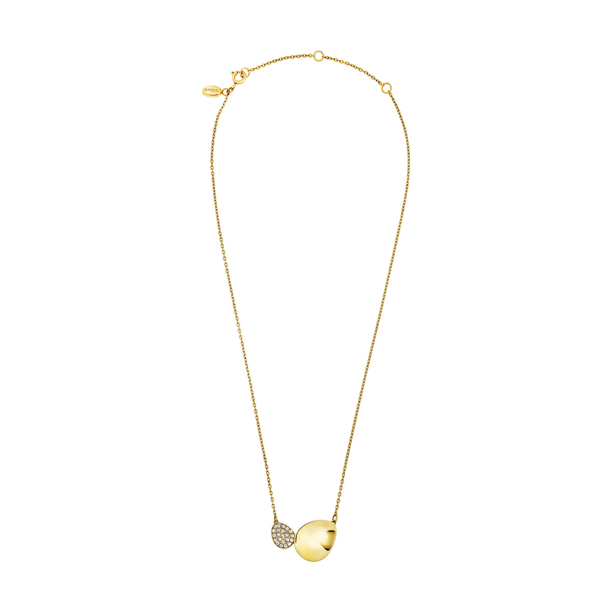 Collana In Acciaio Con Finitura PVD Oro 14K E Cristalli Bianchi Breil Donna "Whisper Glow" TJ4203