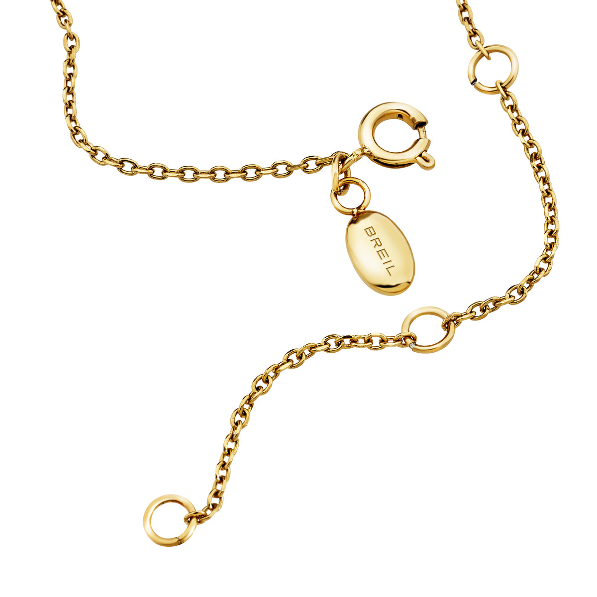 Collana In Acciaio Con Finitura PVD Oro 14K E Cristalli Bianchi Breil Donna "B Whisper Glow" TJ4203