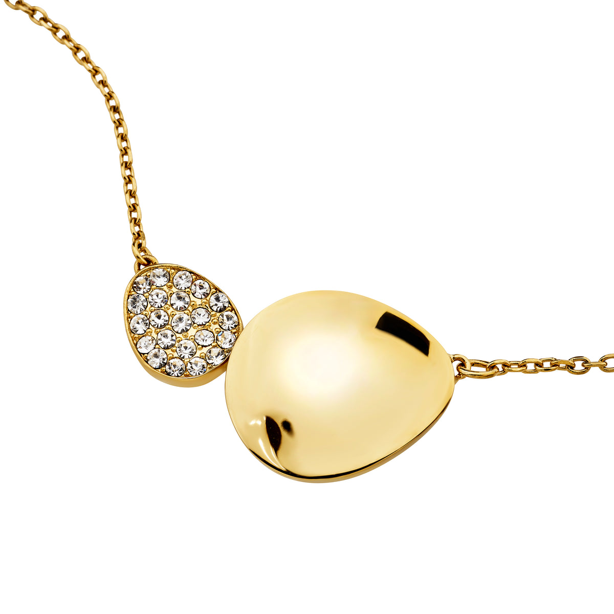 Collana In Acciaio Con Finitura PVD Oro 14K E Cristalli Bianchi Breil Donna "B Whisper Glow" TJ4203