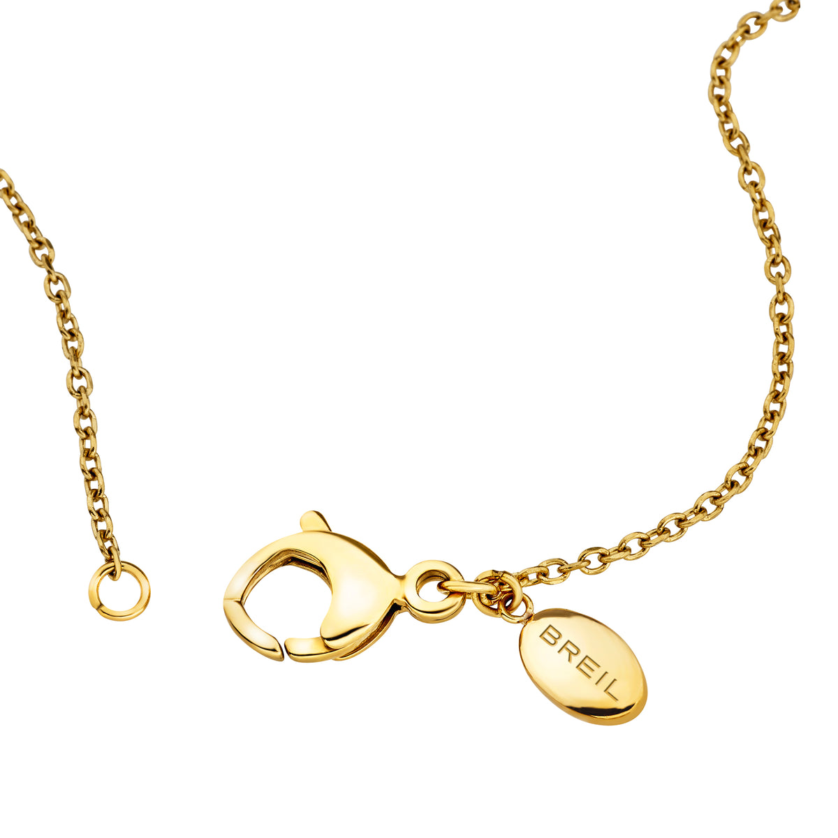 Collana In Acciaio Con Finitura PVD Oro 14K E Pendente Con Pietra Occhio Di Tigre Breil Donna "B Rocks" TJ4215