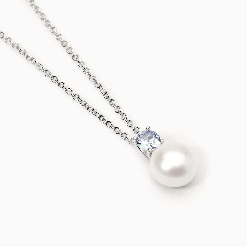 Collana In Argento Con Acquamarina Sintetica E Perla Coltivata Mabina Donna "Invito A Nozze" 553695