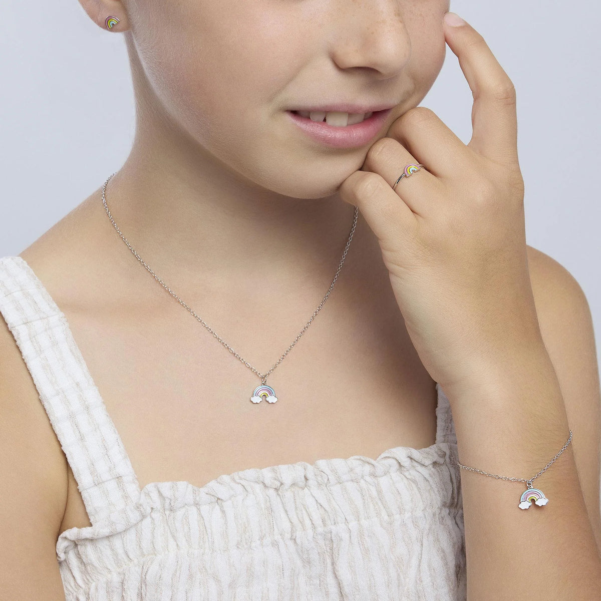 Collana In Argento Con Arcobaleno Mabina Junior Bambina "Rainbow" 553621