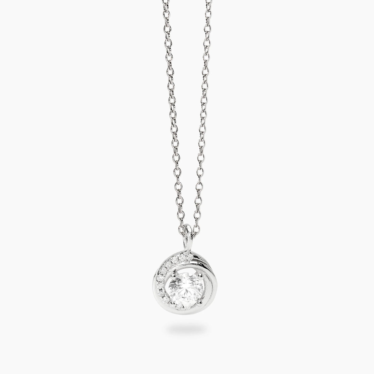 Collana In Argento Con Ciondolo Tondo E Zirconi Mabina Donna "Sguardo Indiscreto" 553945