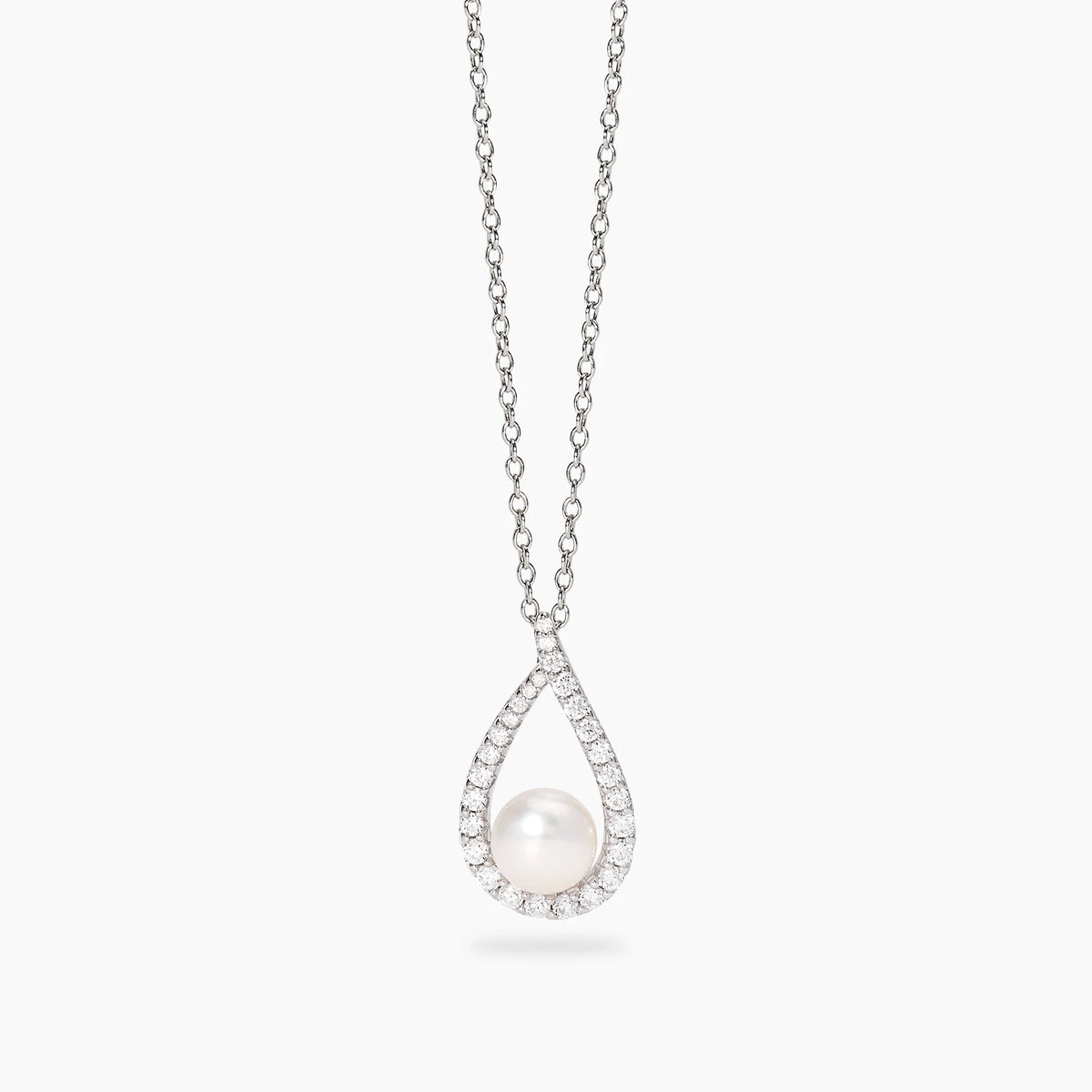 Collana In Argento Con Pendente A Goccia Con Perla Coltivata E Zirconi Mabina Donna "One" 553884